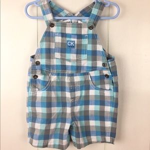 Calvin Klein Baby Plaid Overalls Shorts Size 18M